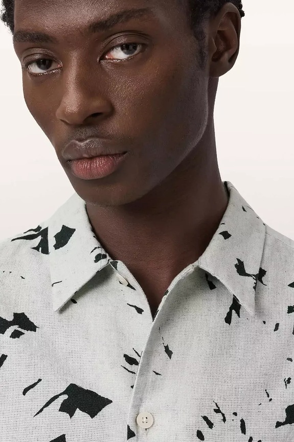 AllSaints koszula z dodatkiem lnu GIRONA M045SE biały