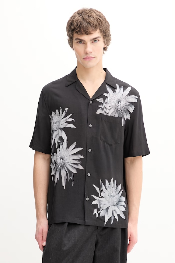 AllSaints cămașă cu in FLORAZE cu modele negru M046SE