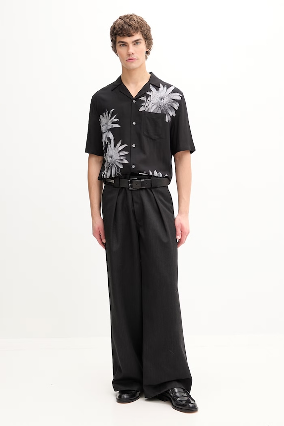 AllSaints cămașă cu in FLORAZE M046SE negru SS26