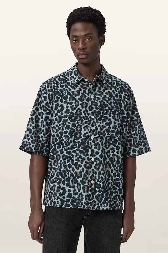 AllSaints koszula z dodatkiem lnu SILESIA casual szary M047SE