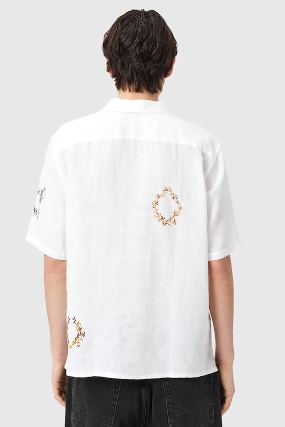 AllSaints Cămașă pentru bărbați din in DECK M054SE bej SS26