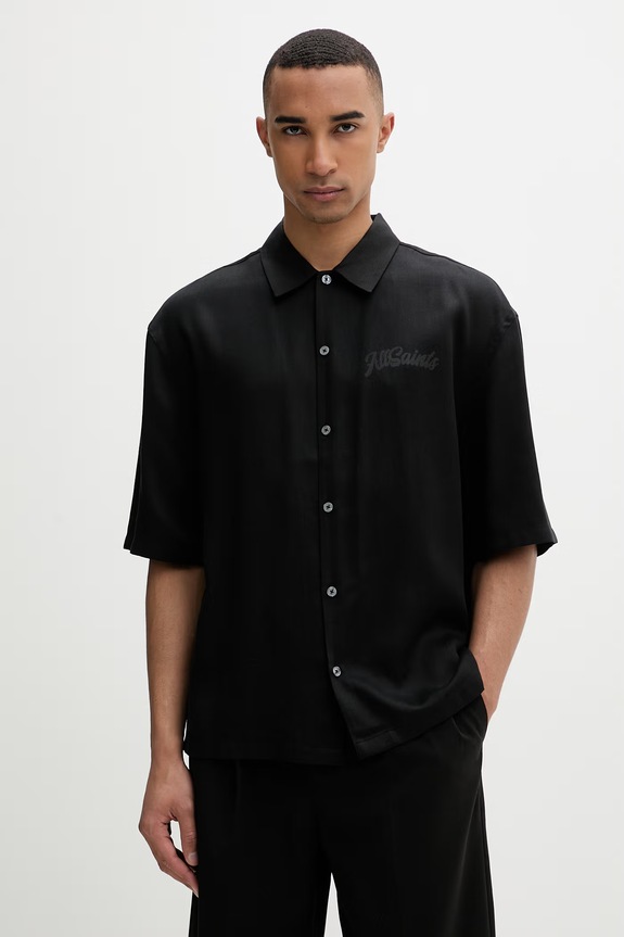 AllSaints cămașă pentru bărbați ODYSSEY negru M116SE