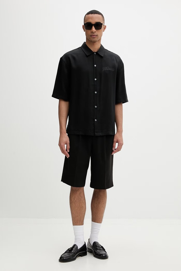 AllSaints cămașă pentru bărbați ODYSSEY M116SE negru SS26