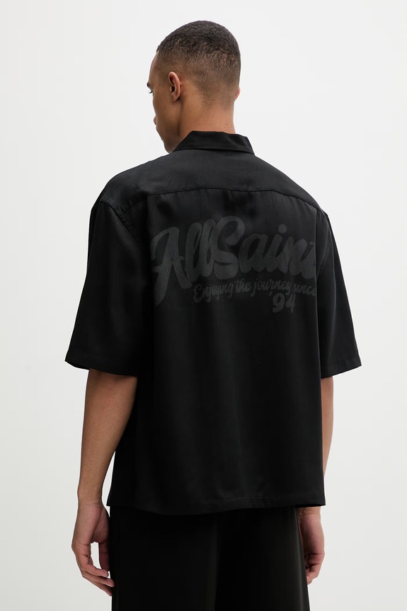 Îmbrăcăminte AllSaints cămașă pentru bărbați ODYSSEY M116SE negru