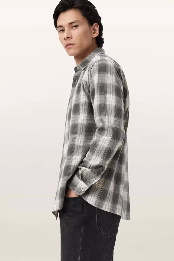 Βαμβακερό πουκάμισο AllSaints KELBY γκρί M043SE