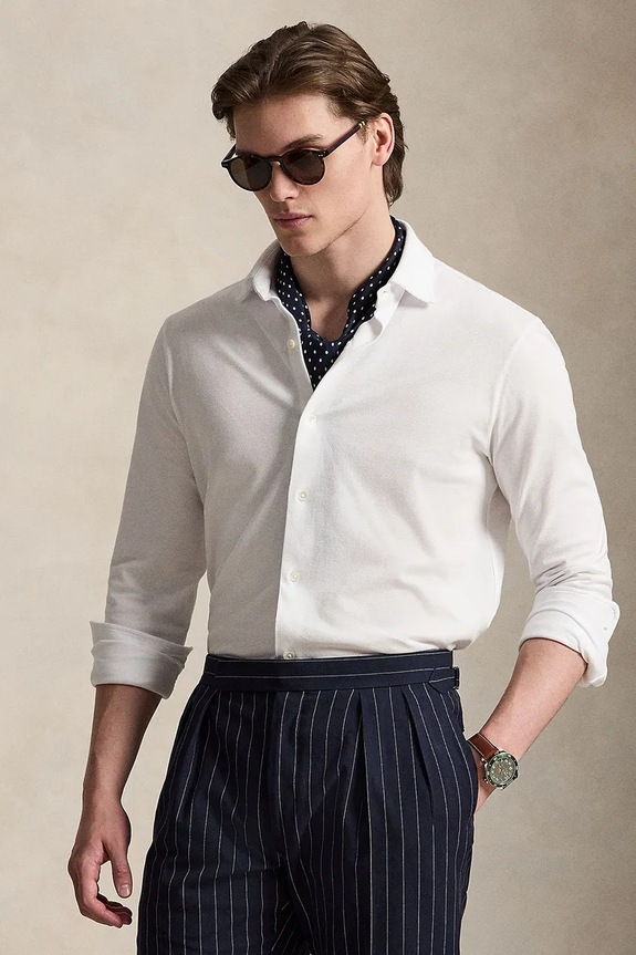 Polo Ralph Lauren Košeľa pánska bavlnená biela 710B13485