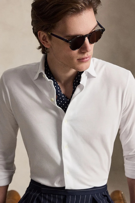 Polo Ralph Lauren Košeľa pánska bavlnená biela 710B13485