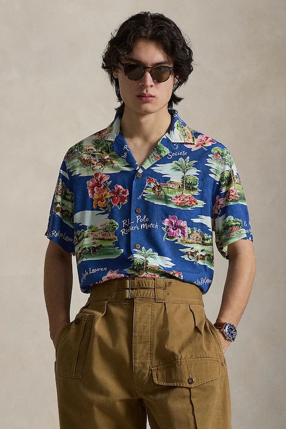 Polo Ralph Lauren košeľa dámska z viskózy modrá 710B14307