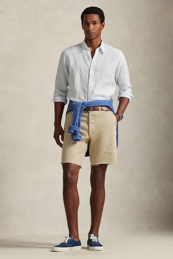 Odzież Polo Ralph Lauren koszula lniana 710B15594 biały