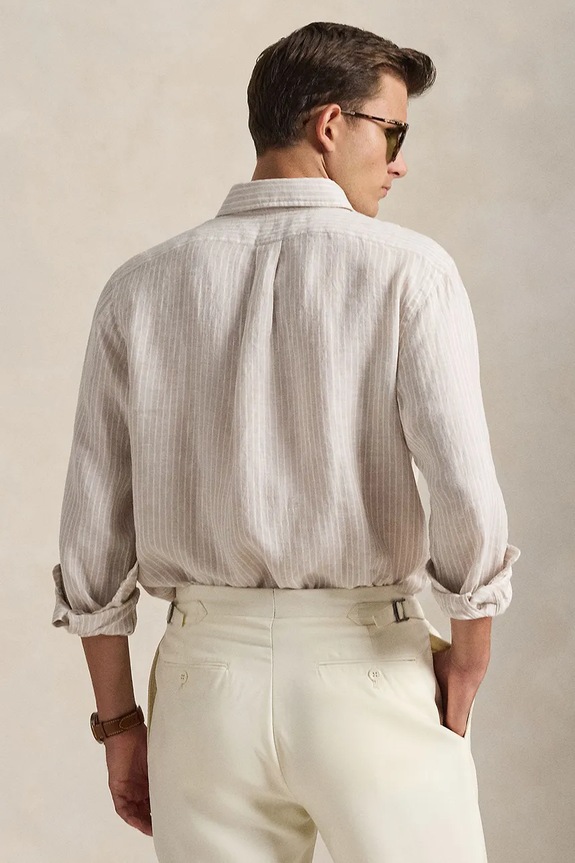 Polo Ralph Lauren koszula lniana 710B15594 beżowy SS26