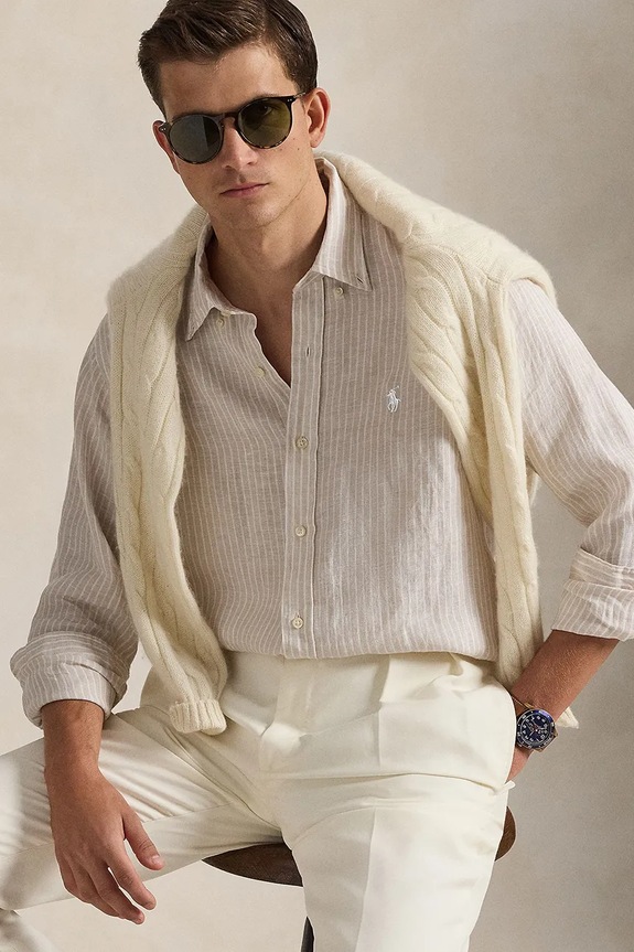 Polo Ralph Lauren koszula lniana 710B15594 beżowy