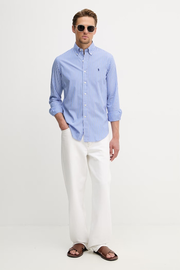 Polo Ralph Lauren Cămașă pentru bărbați de bumbac 710B15595 albastru SS26