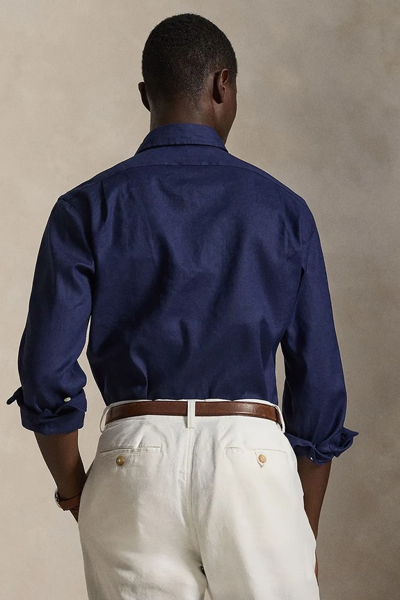 Polo Ralph Lauren koszula męska z lnem 710B15596 granatowy SS26