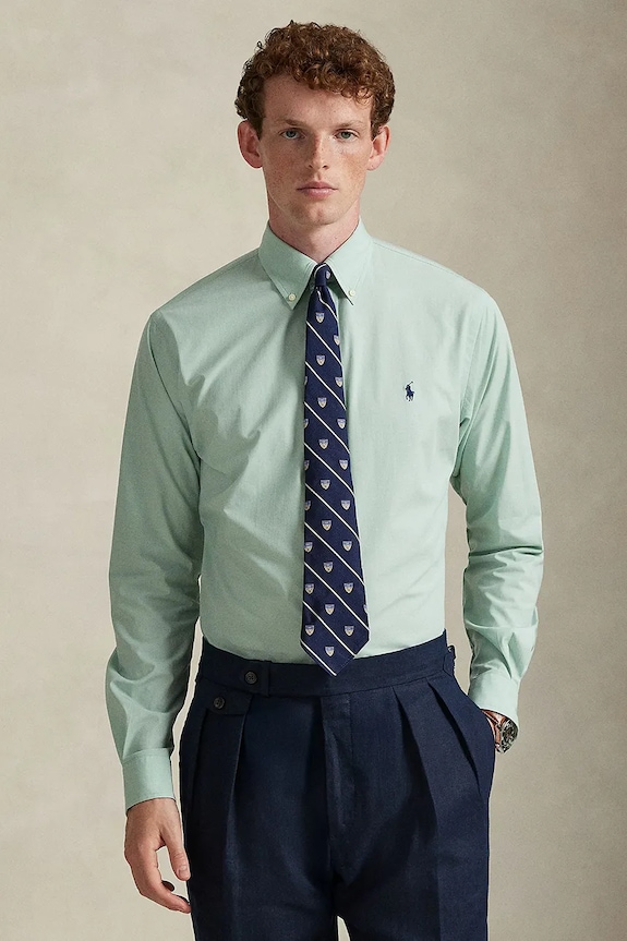 Πουκάμισο Polo Ralph Lauren με ελαστάν πράσινο 710B15614