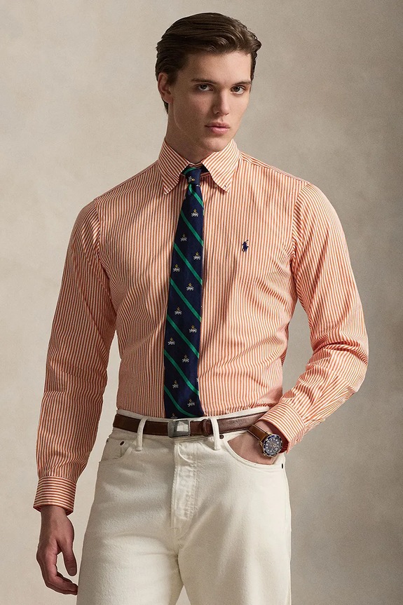 Polo Ralph Lauren cămașă pentru bărbați din bumbac portocaliu 710B15661