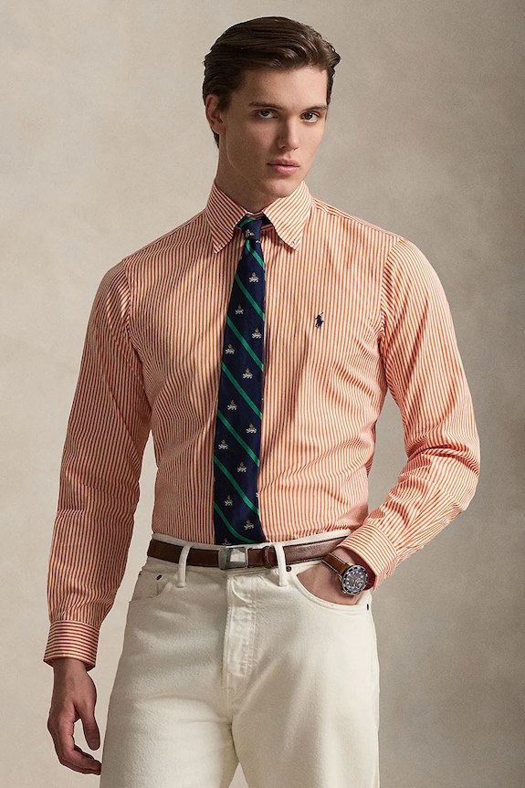 Polo Ralph Lauren cămașă pentru bărbați din bumbac portocaliu 710B15661