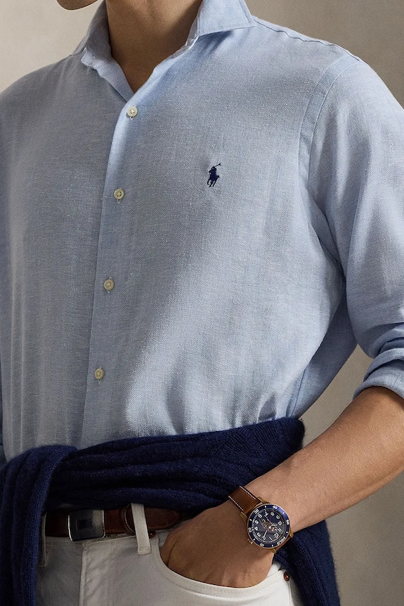 Polo Ralph Lauren cămașă pentru bărbați, din lână albastru 710B16696
