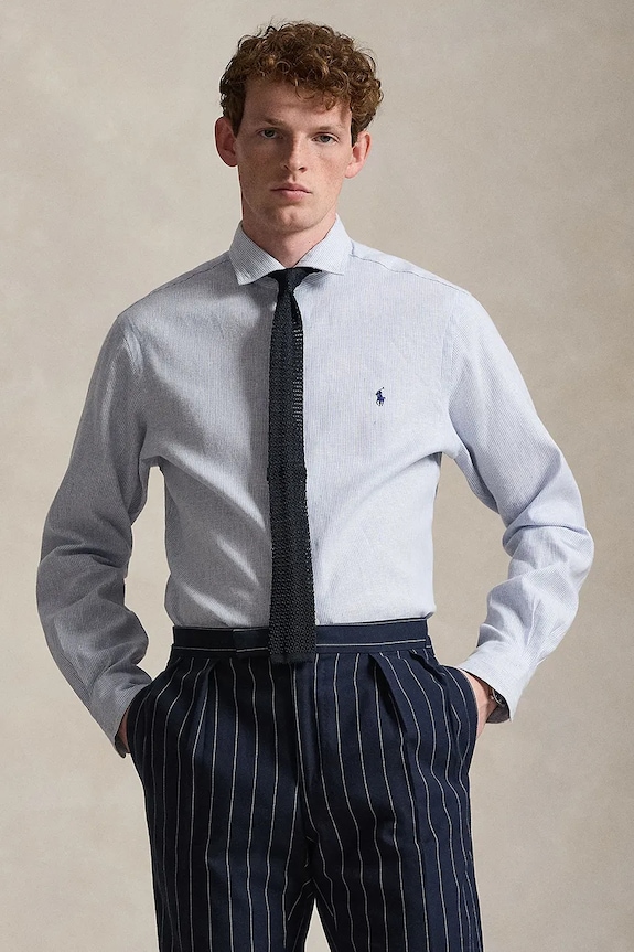 Polo Ralph Lauren cămașă pentru bărbați, cu bumbac albastru 710B16697