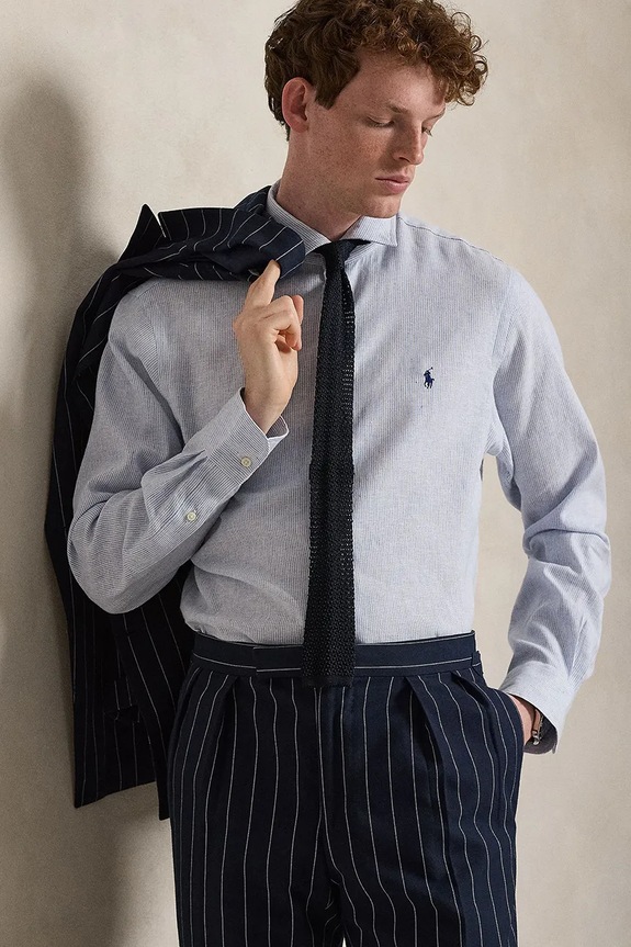 Polo Ralph Lauren cămașă pentru bărbați, cu bumbac albastru 710B16697