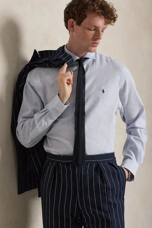 Polo Ralph Lauren cămașă pentru bărbați, cu bumbac albastru 710B16697
