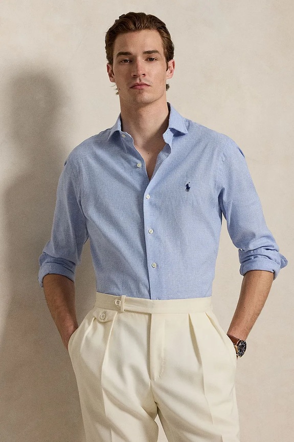 Polo Ralph Lauren cămașă pentru bărbați, din in albastru 710B16698