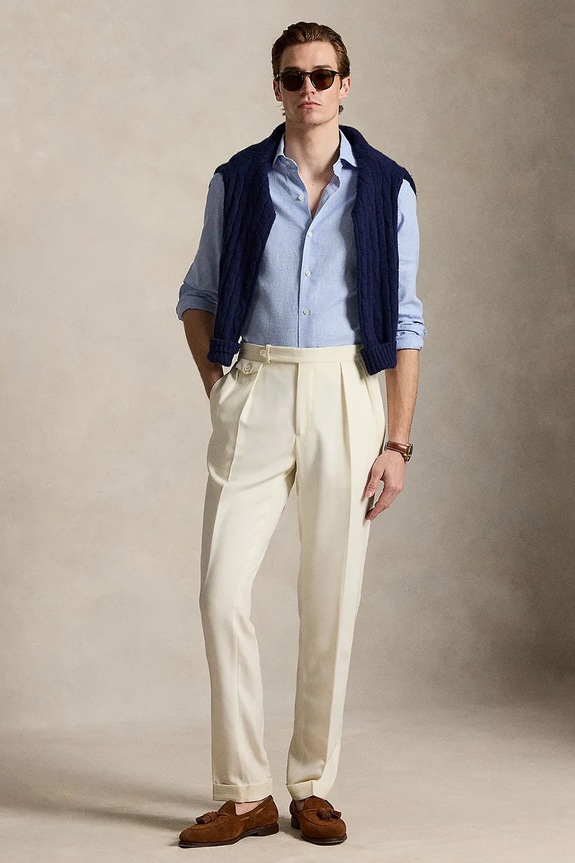 Îmbrăcăminte Polo Ralph Lauren cămașă pentru bărbați, din in 710B16698 albastru