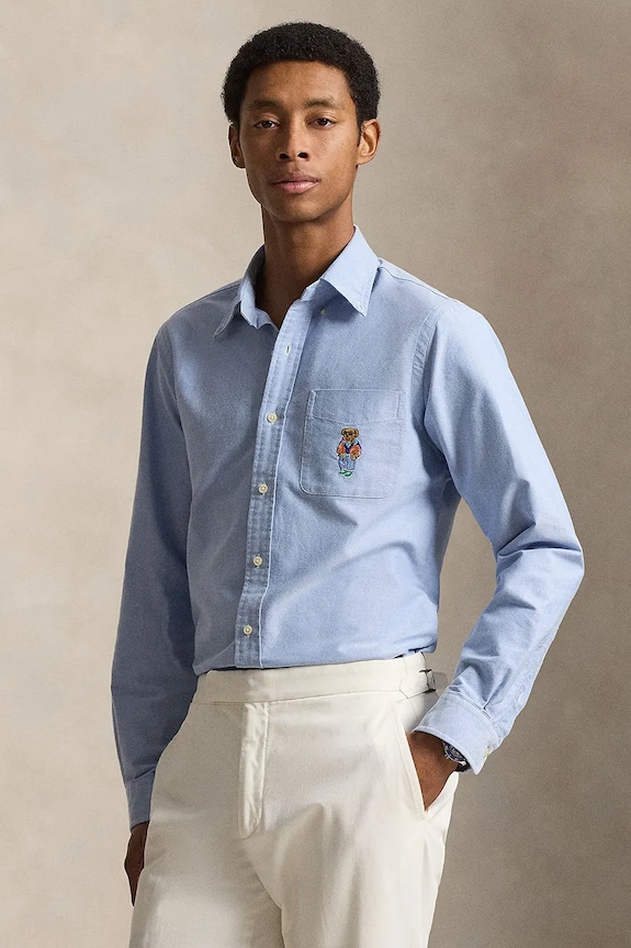Polo Ralph Lauren pánska bavlnená košeľa modrá 710B16703