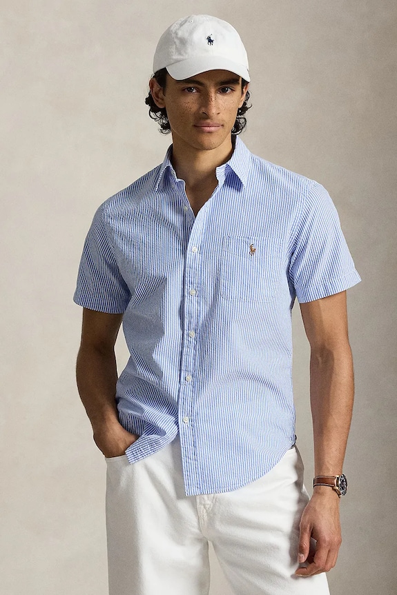 Polo Ralph Lauren košeľa pánska bavlnená modrá 710B21346