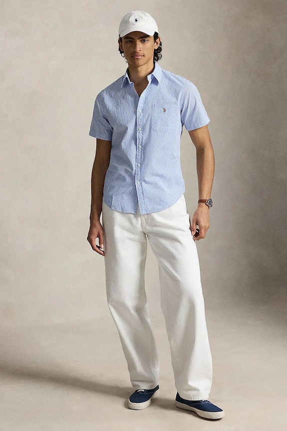 Oblečenie Polo Ralph Lauren košeľa pánska bavlnená 710B21346 modrá