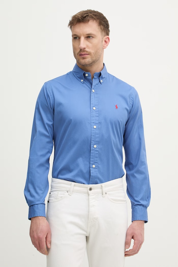 Pamučna košulja Polo Ralph Lauren bez uzorka plava 710B20512