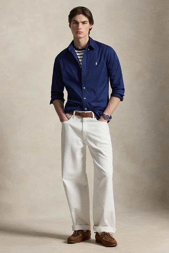Oblečenie Bavlnená košeľa Polo Ralph Lauren 710B20512 tmavomodrá
