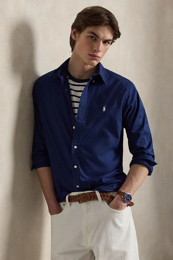 Bavlnená košeľa Polo Ralph Lauren 710B20512 tmavomodrá
