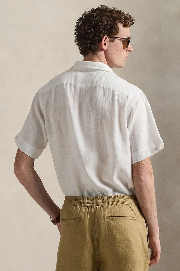 Ľanová košeľa Polo Ralph Lauren 710966421 biela SS26