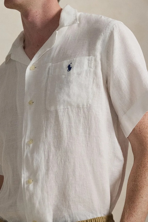 Ľanová košeľa Polo Ralph Lauren biela 710966421