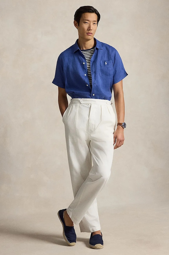 Odzież Polo Ralph Lauren koszula lniana 710966421 niebieski
