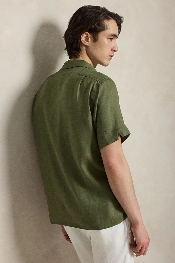 Ľanová košeľa Polo Ralph Lauren 710966421 zelená SS26