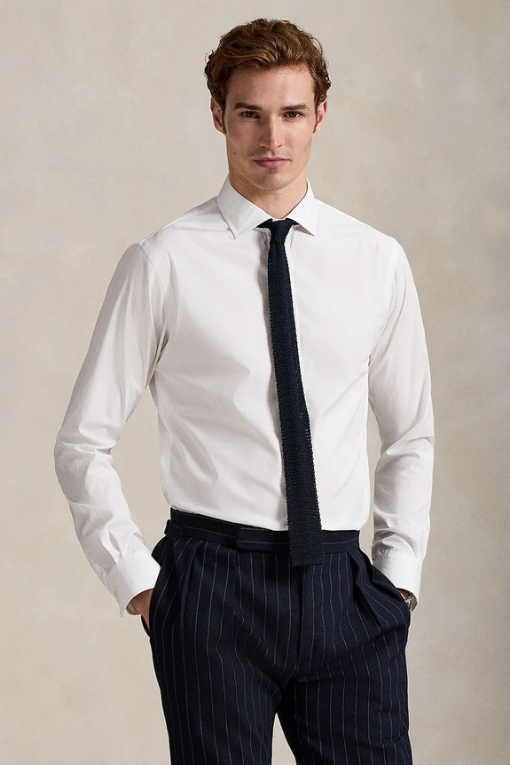 Polo Ralph Lauren cămașă din bumbac lung alb 712929278