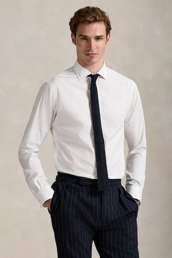 Polo Ralph Lauren cămașă din bumbac lung alb 712929278
