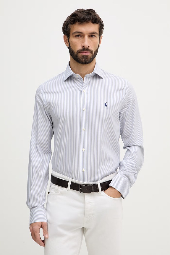 Polo Ralph Lauren cămașă din bumbac lung albastru 712B15312