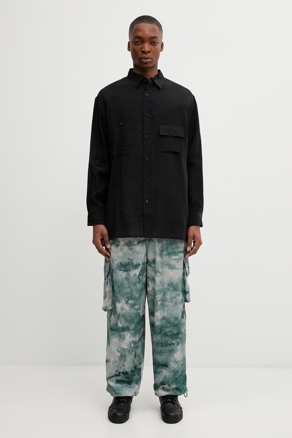 Košile s příměsí lnu Y-3 M SHIRT LS KH0419 černá