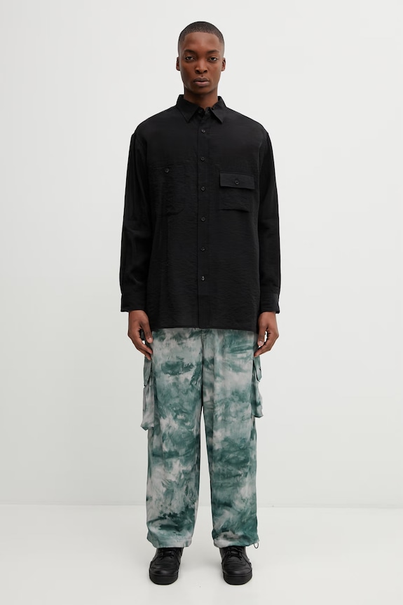 Košile s příměsí lnu Y-3 M SHIRT LS KH0419 černá
