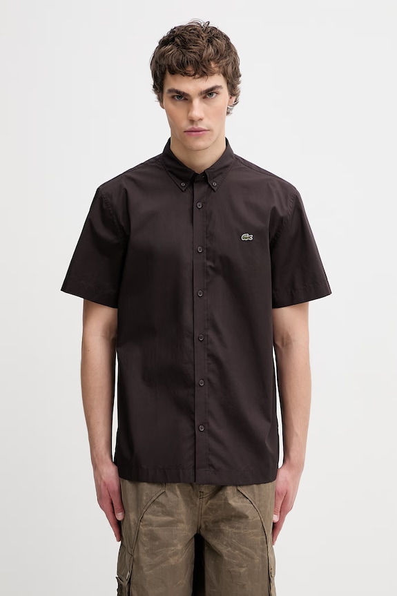 Lacoste košeľa bavlnená pánska hnedá CH2312