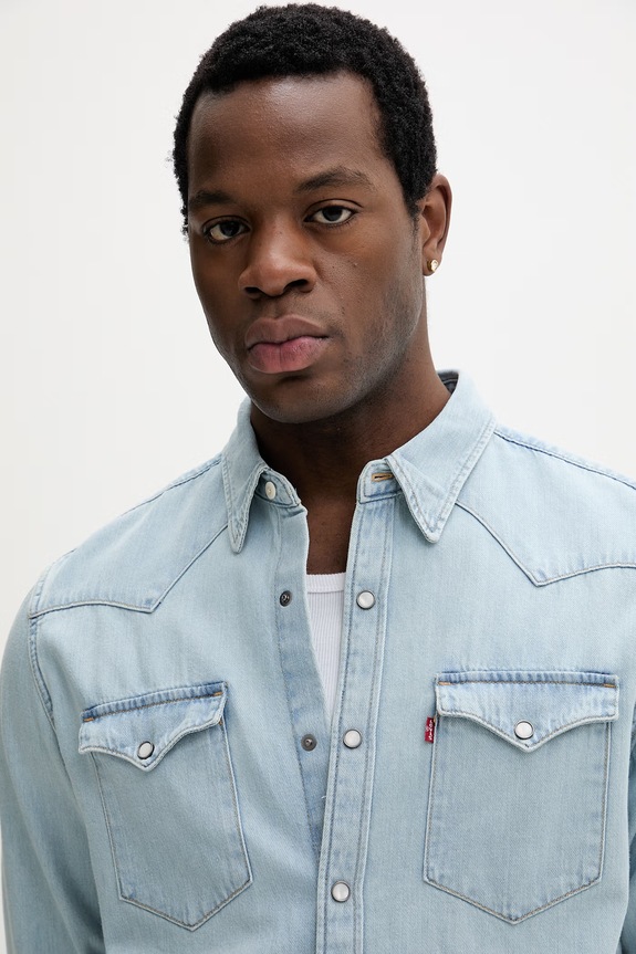 Levi's cămașă pentru bărbați denim BARSTOW WESTERN STANDARD albastru 85744.0118