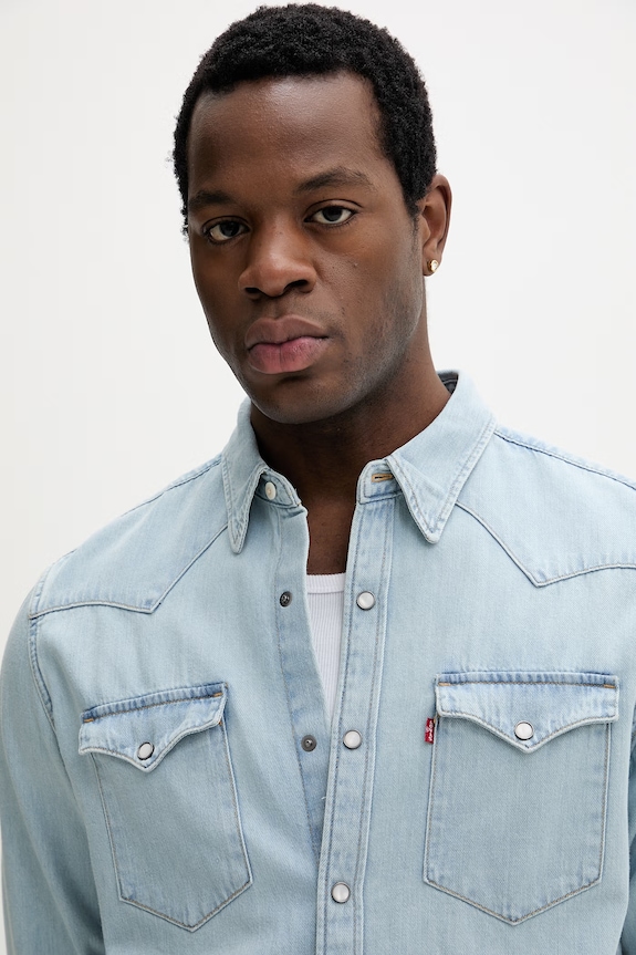 Levi's cămașă pentru bărbați denim BARSTOW WESTERN STANDARD albastru 85744.0118