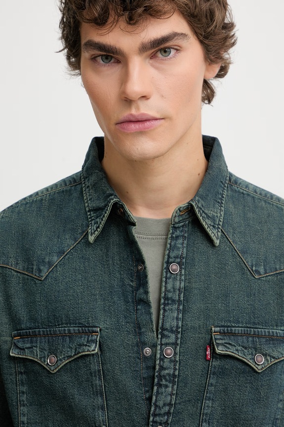 Τζιν πουκάμισο Levi's BARSTOW WESTERN STANDARD πράσινο 85744.0121