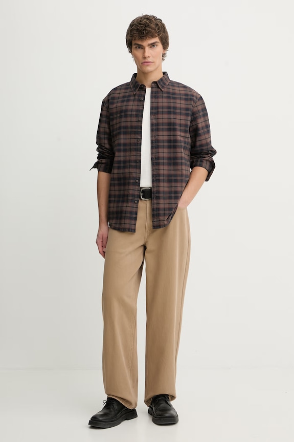Levi's koszula bawełniana AUTHENTIC BUTTON DOWN A7210.0063 brązowy SS26