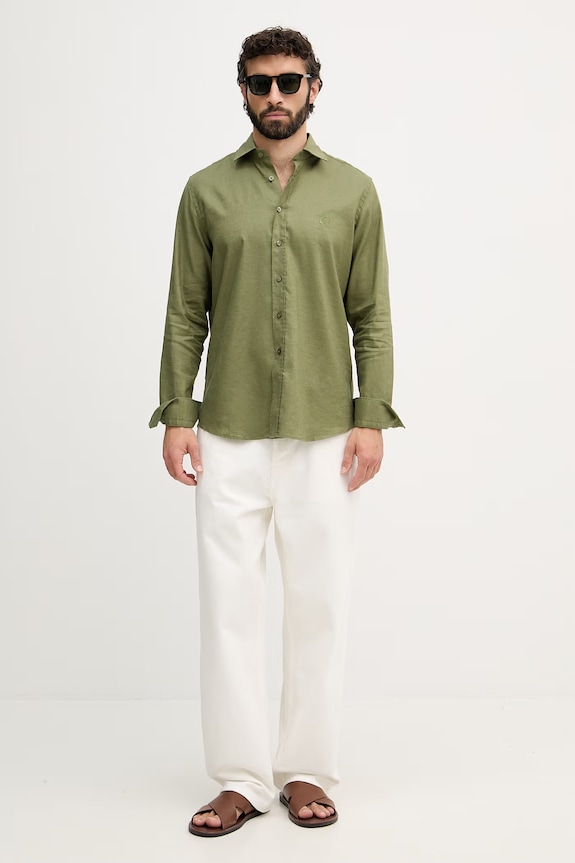 Karl Lagerfeld cămașă pentru bărbați, din in 562791.605084 verde SS26
