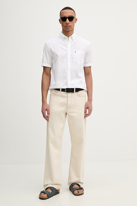 Tommy Hilfiger koszula męska bawełniana MW0MW38570 biały SS26