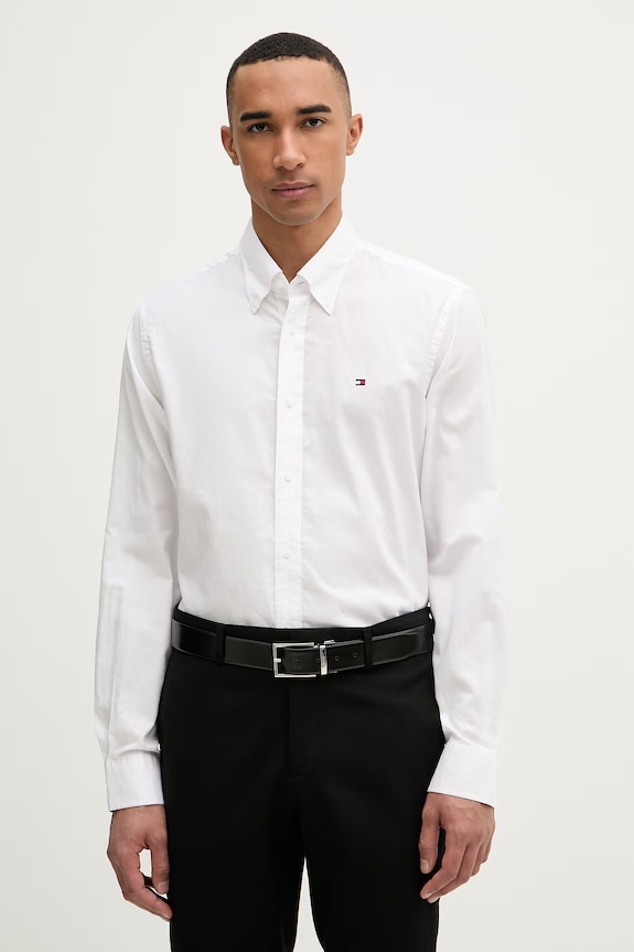Tommy Hilfiger Πουκάμισο ανδρικό βαμβακερό λευκό MW0MW42936