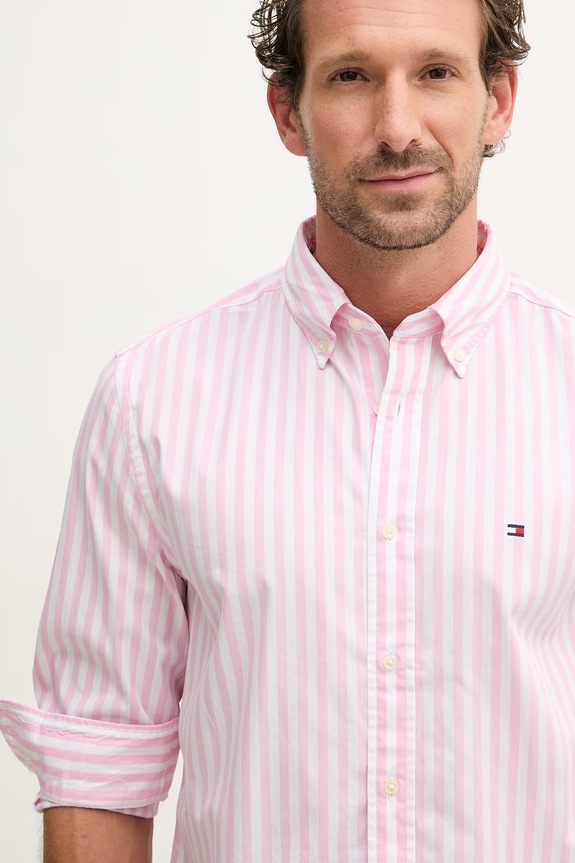 Tommy Hilfiger koszula męska bawełniana różowy MW0MW42440